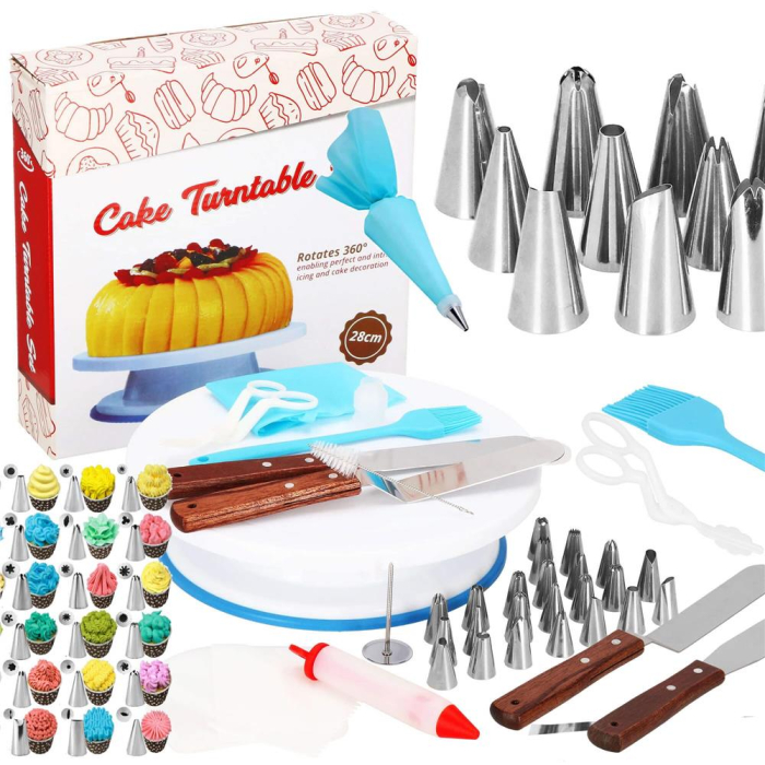 Set patiserie cu platou rotativ, 37 piese cu sabloane pentru ornarea prajiturilor [21]