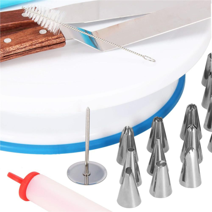 Set patiserie cu platou rotativ, 37 piese cu sabloane pentru ornarea prajiturilor [6]