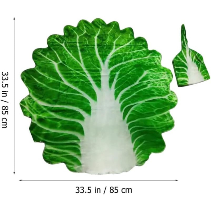 Set patura flanel si caciula , forma frunza de salata, pentru nou-nascuti, material poliester, 85 cm, verde [7]