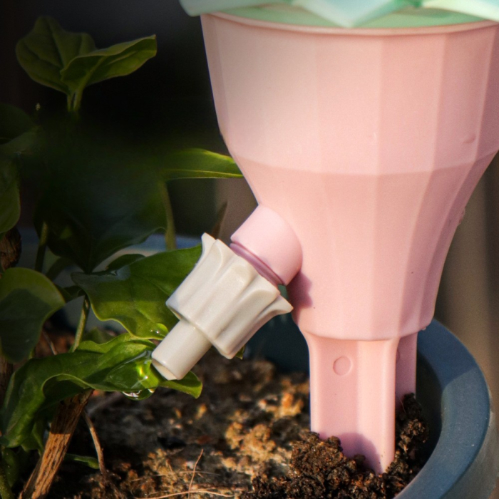 Set picuratoare cu valva pentru irigare , design floare, viteza reglabila, fixare prin infigere, practic, 16.8 x 9 cm, roz [5]