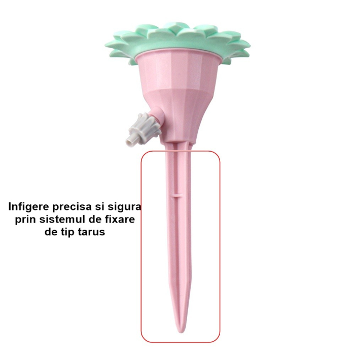 Set picuratoare cu valva pentru irigare , design floare, viteza reglabila, fixare prin infigere, practic, 16.8 x 9 cm, roz [2]