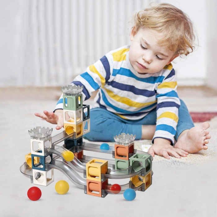 Set piese magnetice de constructie, , Cu tobogane si bile, 41 piese, Multicolor [6]