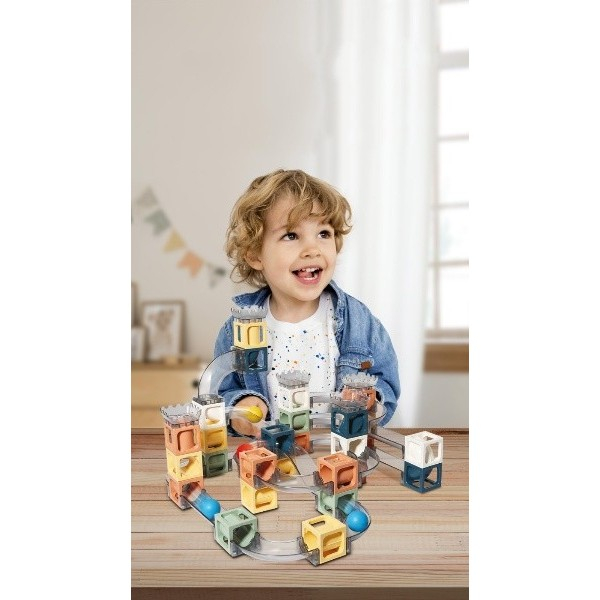 Set piese magnetice de constructie, , Cu tobogane si bile, 41 piese, Multicolor [2]