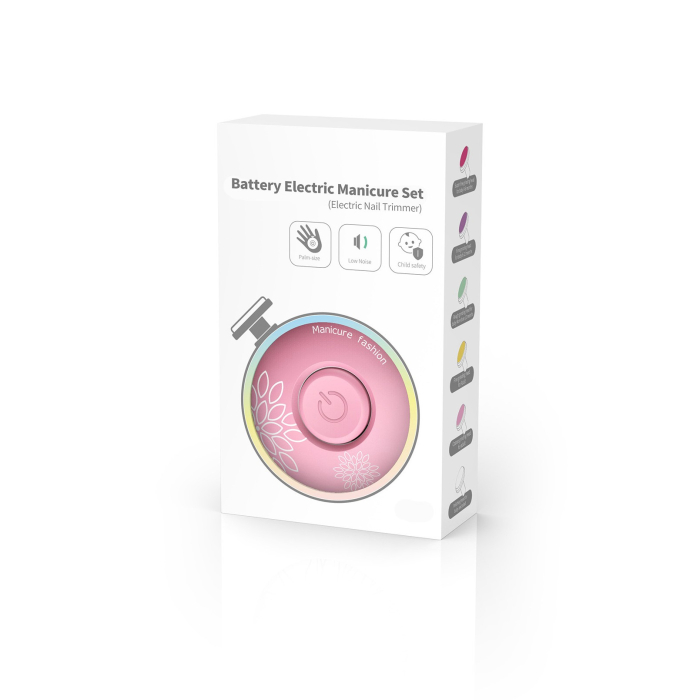 Set Pila Electrica cu Baterie, , pentru Copii si Bebelusi, din ABS, 6 Accesorii, Model cu Flori, 6.5 x 1.8 cm, Roz [4]