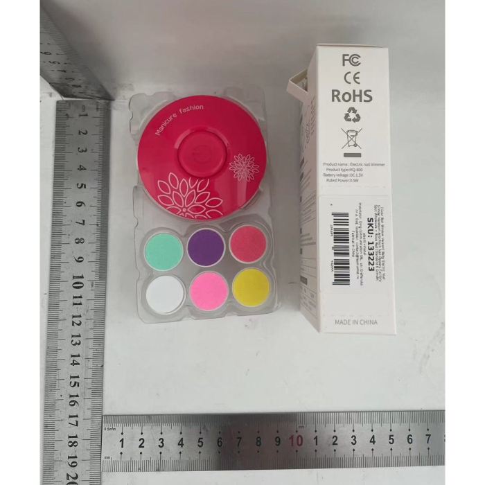 Set Pila Electrica pentru Copii si Bebelusi, , ABS, Incarcare USB, Model cu Flori, 6 Accesorii, cu Lumina LED, Fucsia [6]