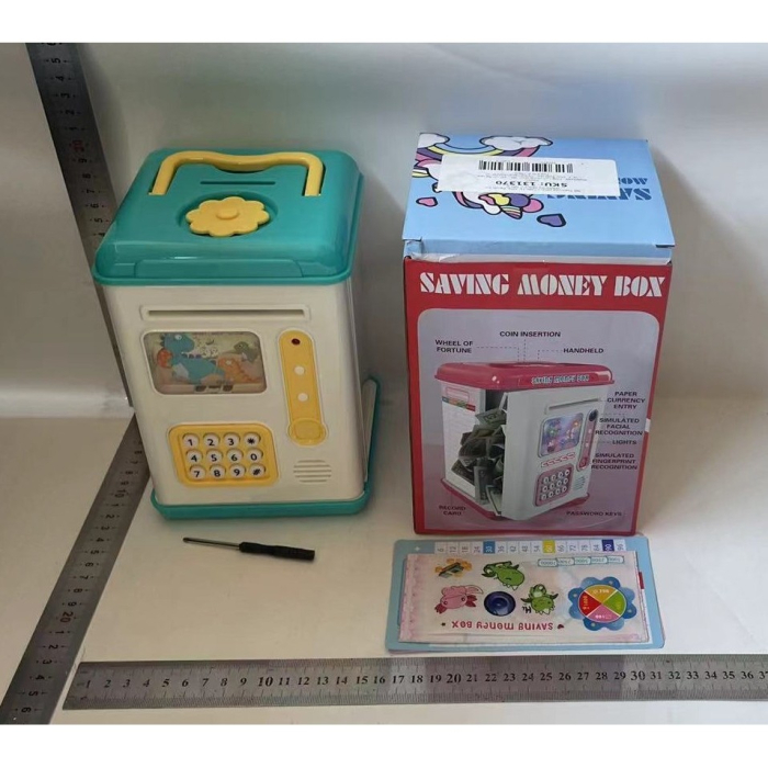 Set Pusculita pentru Copii, , Tip ATM, Parola cu Amprenta, 13.5 x 11.5 x 20 cm, Albastru [5]