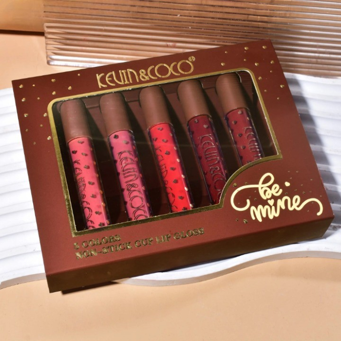 Set Rujuri de Buze, KEVIN &amp; COCO, Be Mine 5 Culori, 14.4 x 10.9 x 2.5 cm, Roz/Rosu, Varianta A [4]