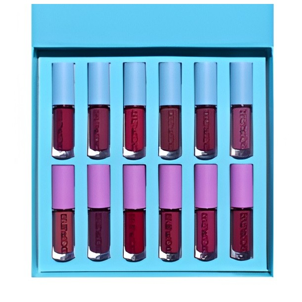 Set Rujuri de Buze, KEVIN & COCO, 12 Culori, 17x14.8x2.9 cm, Diferite Nuante, LipGloss, Albastru [2]