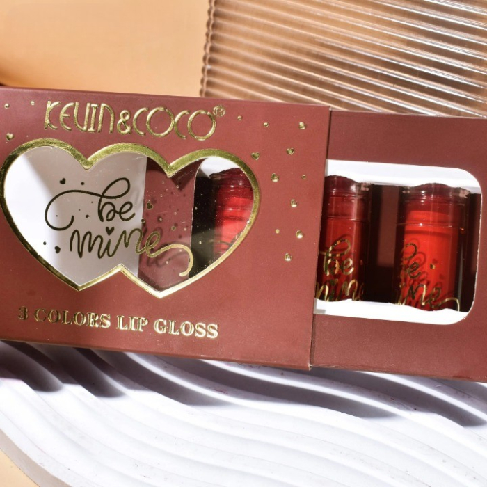 Set Rujuri de Buze Lucioase, KEVIN &amp; COCO, Be Mine 3 Culori, Lip-Gloss, 11 x 7.3 x 2.7cm, Roz-Rosu, Varianta B [5]