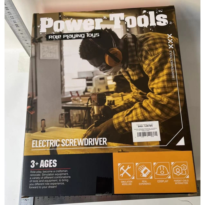 Set Scule de Jucarie pentru Copii, , Ghiozdan cu Bormasina si Accesorii Incluse, 28 Piese, Material Plastic Durabil, Interactiv, +3 Ani, 30.5x25x11 cm, Negru/Portocaliu [3]