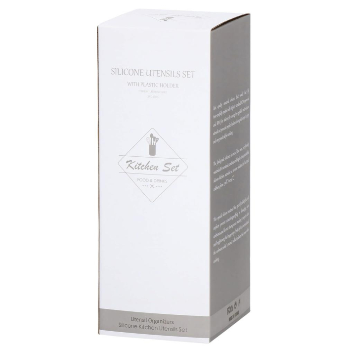 Set Sersimo 12 ustensile de bucatarie din silicon termorezistent si maner din bambus, negru [8]