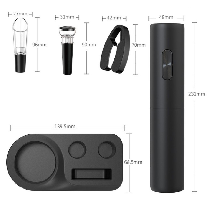 Set Tirbuson Electric din 5 piese, , Deschizator Electric, cu Baterii, Multifunctional, 23x14cm, Negru [4]