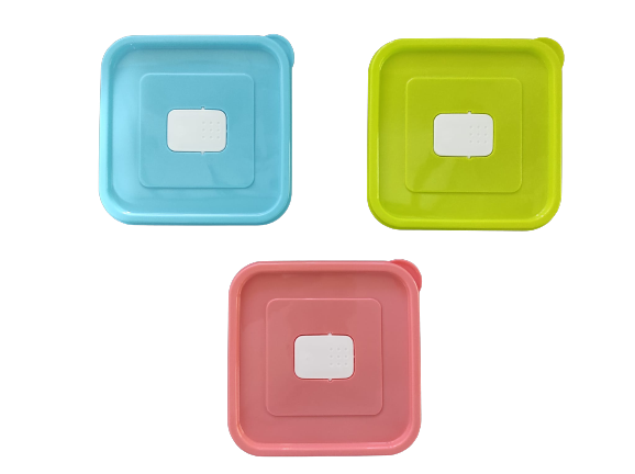 Set 3 Caserole din PVC pentru Depozitat si Transportat Alimente, 14x14 cm, Multicolor [3]