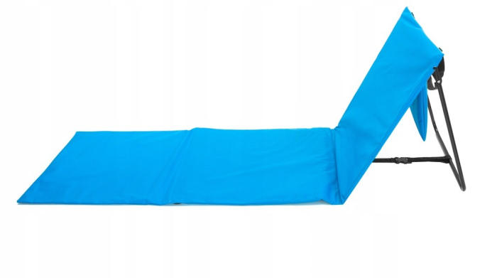 Sezlong de plaja pliabil, spatar cu cadru metalic, reglabil, 150x47x48 cm, albastru [3]