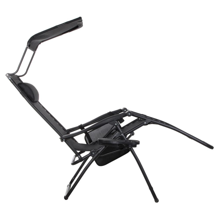 Sezlong pliabil SERSIMO GC3, Relax Zero Gravity cu parasolar, 175cm, negru [2]