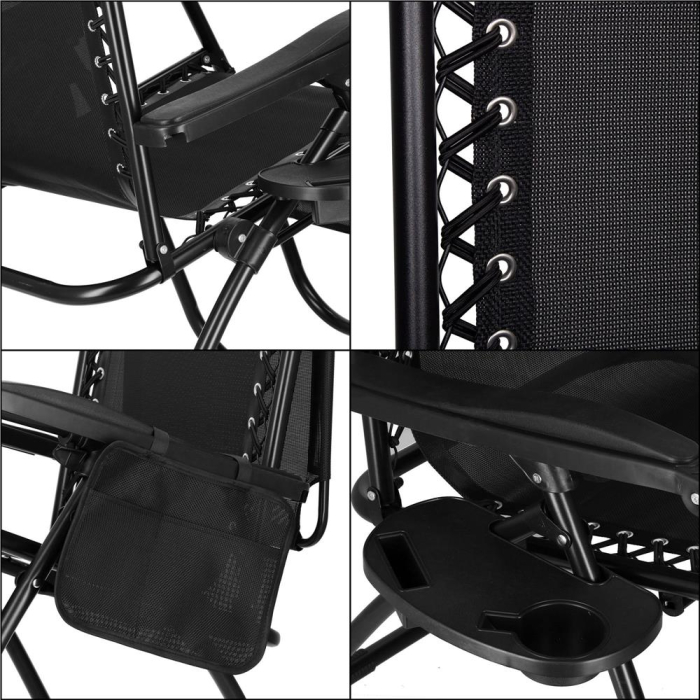 Sezlong pliabil SERSIMO GC3, Relax Zero Gravity cu parasolar, 175cm, negru [32]