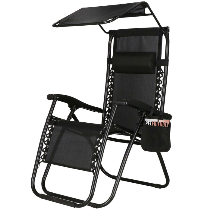 Sezlong pliabil SERSIMO GC3, Relax Zero Gravity cu parasolar, 175cm, negru [25]