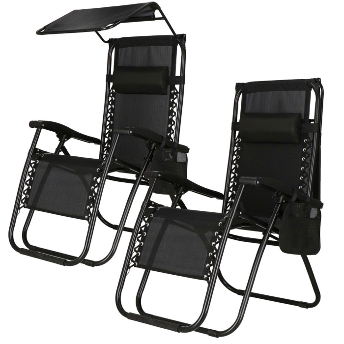 Sezlong pliabil SERSIMO GC3, Relax Zero Gravity cu parasolar, 175cm, negru [22]