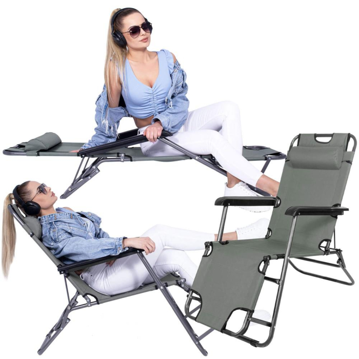 Sezlong pliabil SERSIMO GC30, Relax Zero Gravity, 80x60x153cm, gri mediu [2]