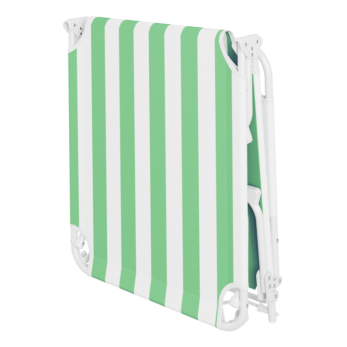 Sezlong pliant Sersimo, 186 x 56 cm, pentru plaja sau gradina, alb verde, capacitate 110kg [5]