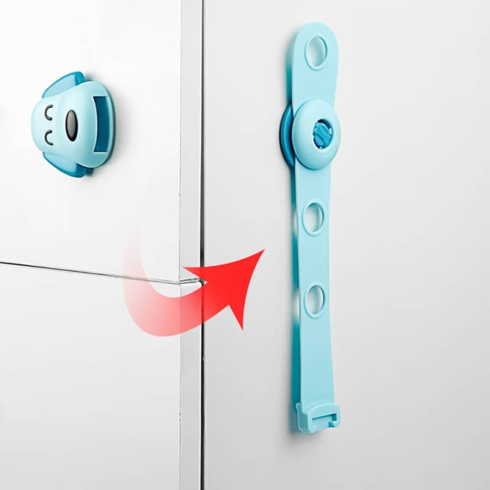 Siguranta pentru Usi Copii, , Sistem de Blocare Sertare, Dulap, Frigider, Adeziv, cu Sistem de Inchidere Dublu, Model Catelus, Albastru [6]
