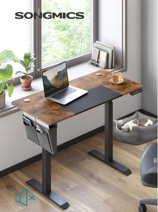 SONGMICS Birou cu reglaj electric pe inaltime, memorie cu 4 inaltimi, 60x140x(72-120)cm, maro rustic [11]