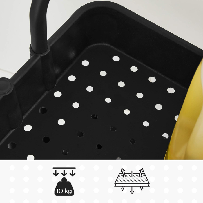 SONGMICS Carucior de depozitare pe roti, pentru bucatarie sau baie, cu 3 nivele, 42x34x86 cm, negru [7]