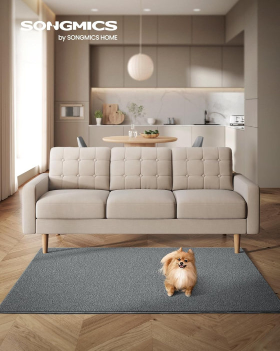 SONGMICS Covor decorativ antiderapant, lavabil la masina, 120x170 cm, gri [3]