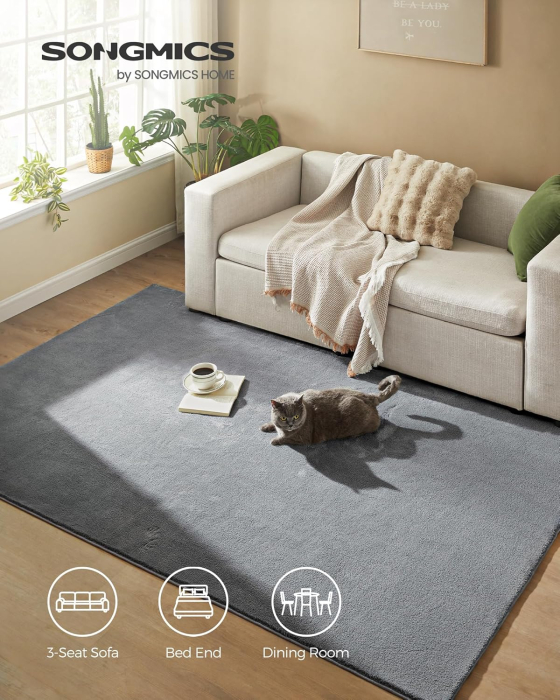 SONGMICS Covor decorativ antiderapant, lavabil la masina, 160×230 cm, gri [5]