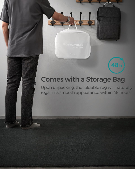 SONGMICS Covor decorativ antiderapant, lavabil la masina, 160×230 cm, gri carbune [7]