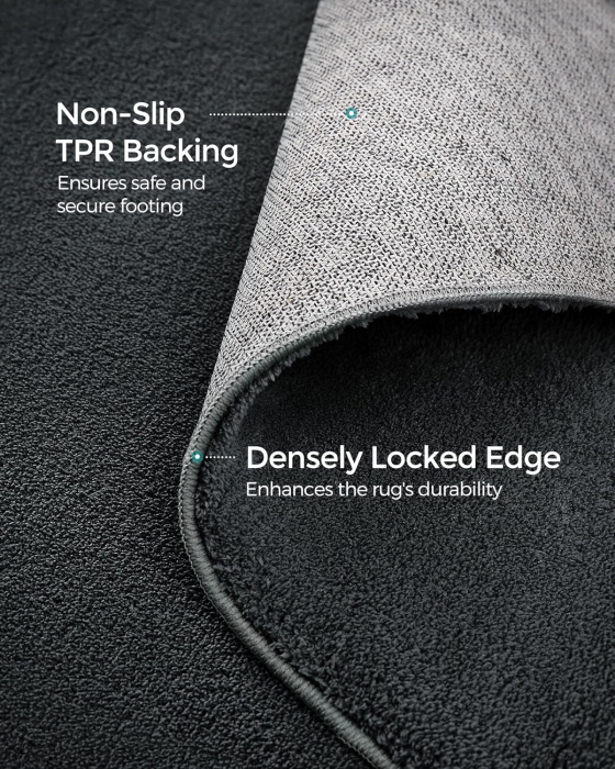 SONGMICS Covor decorativ antiderapant, lavabil la masina, 160×230 cm, gri carbune [3]