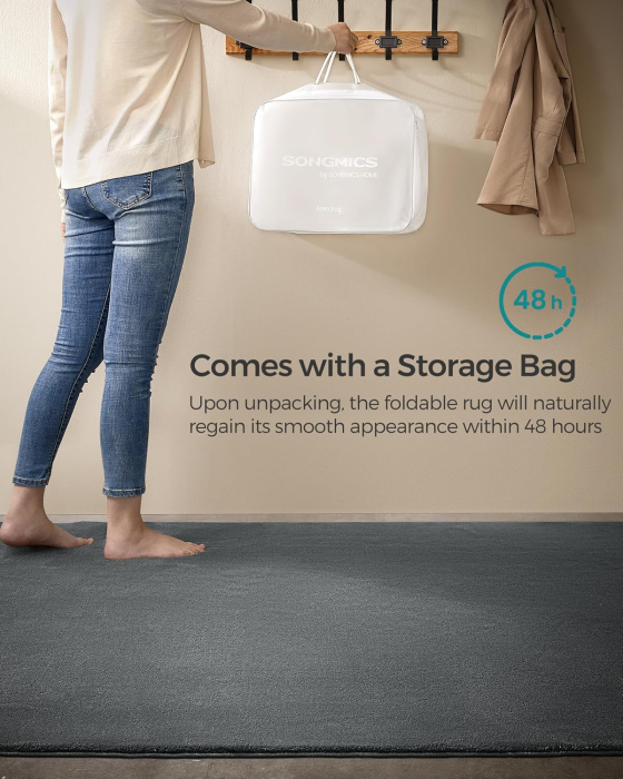 SONGMICS Covor decorativ antiderapant, lavabil la masina, 200×290 cm, gri [7]