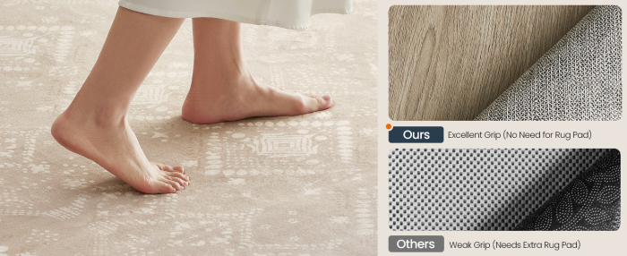 SONGMICS Covor decorativ antiderapant, stil boho, lavabil la masina, 120×170 cm, bej cappuccino [4]