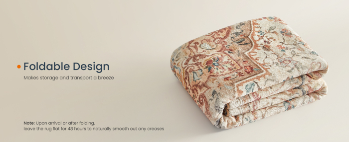 SONGMICS Covor decorativ antiderapant, stil vintage, lavabil la masina, 120×170 cm, bej cappuccino [11]