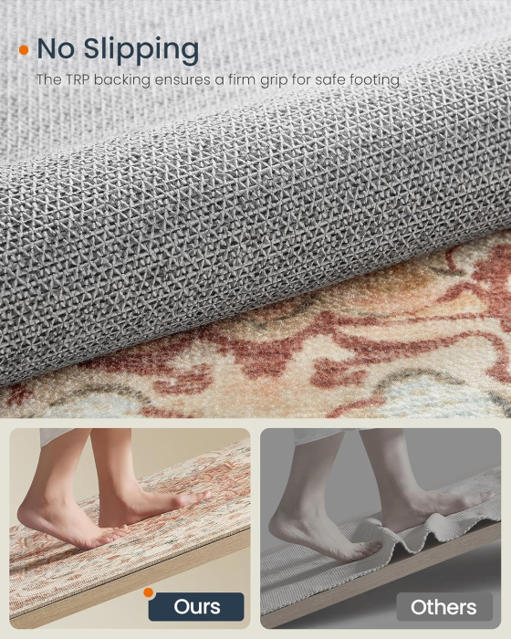 SONGMICS Covor decorativ antiderapant, stil vintage, lavabil la masina, 120×170 cm, bej cappuccino [4]