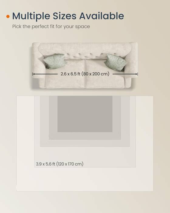 SONGMICS Covor decorativ antiderapant, stil vintage, lavabil la masina, 120×170 cm, bej cappuccino [13]