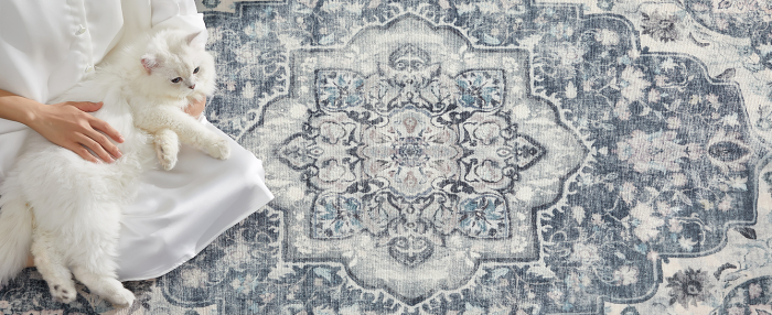 SONGMICS Covor decorativ antiderapant, stil vintage, lavabil la masina, 120×170 cm, gri [8]