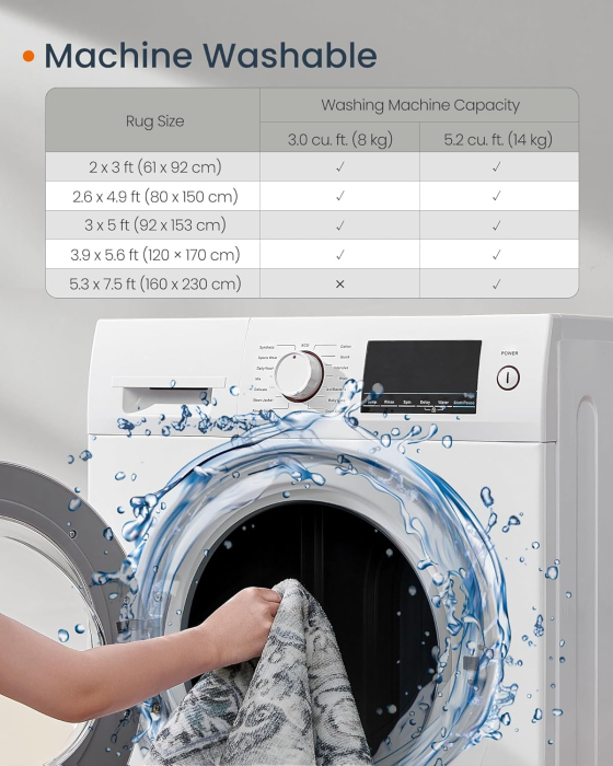 SONGMICS Covor decorativ antiderapant, stil vintage, lavabil la masina, 120×170 cm, gri [5]
