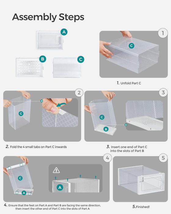 SONGMICS Cutii de pantofi, set de 18 organizatoare stivuibile, structura rezistenta ABS, 35x25x19cm, transparent [7]