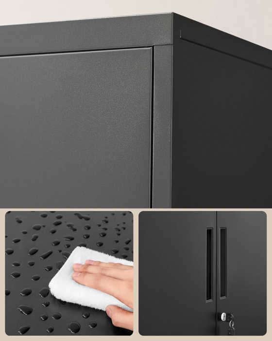 SONGMICS Dulap de birou multifunctional, din otel, 2 usi cu incuietoare, 40x60x90 cm, negru [6]