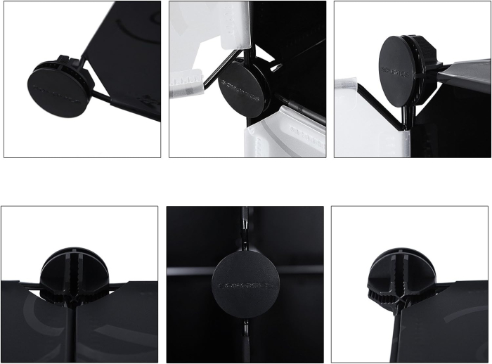 SONGMICS Dulap de depozitare modular, 12 compartimente inchise, 2 sine pentru umerase, 178x143x36cm, negru si alb [7]