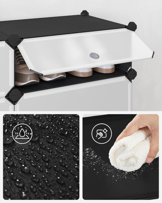 SONGMICS Dulap de depozitare pantofi modular, configurabil cu 10 compartimente, 43x31x173 cm, negru [6]