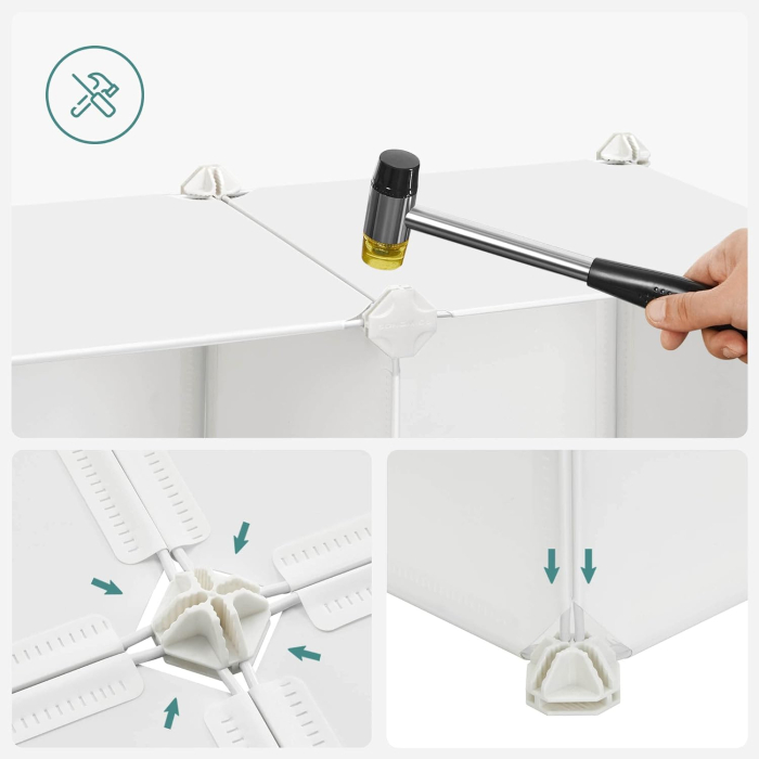 SONGMICS Dulap modular de depozitare jucarii, 16 cuburi cu usi, 123x31x123cm, alb [6]