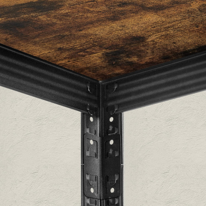 SONGMICS Etajera 5 rafturi ajustabile, structura metalica, stil industrial, MDF, 37x37x150 cm, maro si negru [9]