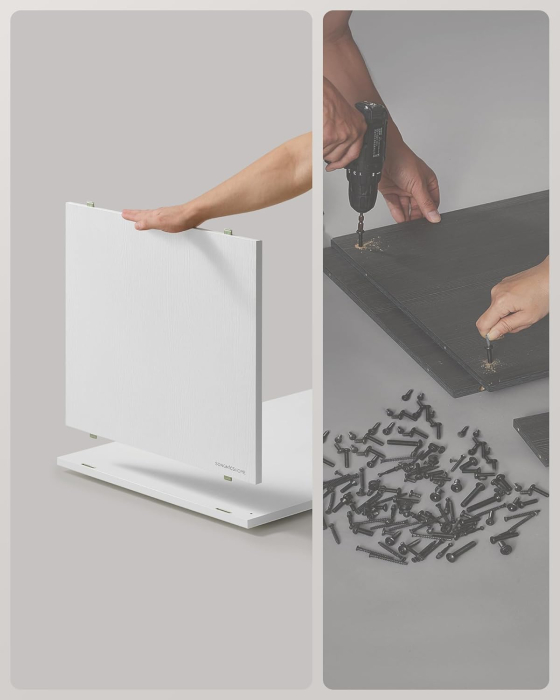 SONGMICS Etajera modulara 9 compartimente cu 6 sertare, PAL si MDF, 83x27x92 cm, alb [6]