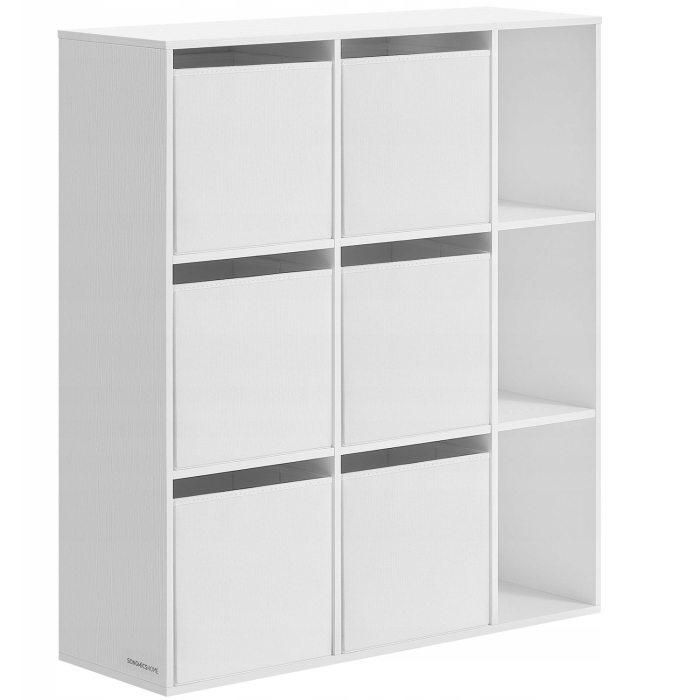 SONGMICS Etajera modulara 9 compartimente cu 6 sertare, PAL si MDF, 83x27x92 cm, alb [1]