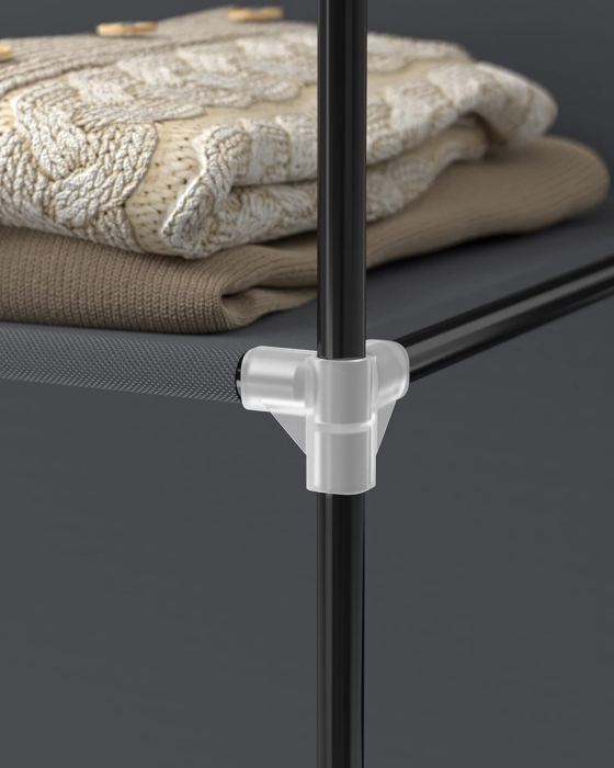 SONGMICS Garderoba pentru depozitarea hainelor, din material textil, cu 3 compartimente, 45x150x175cm, gri [7]