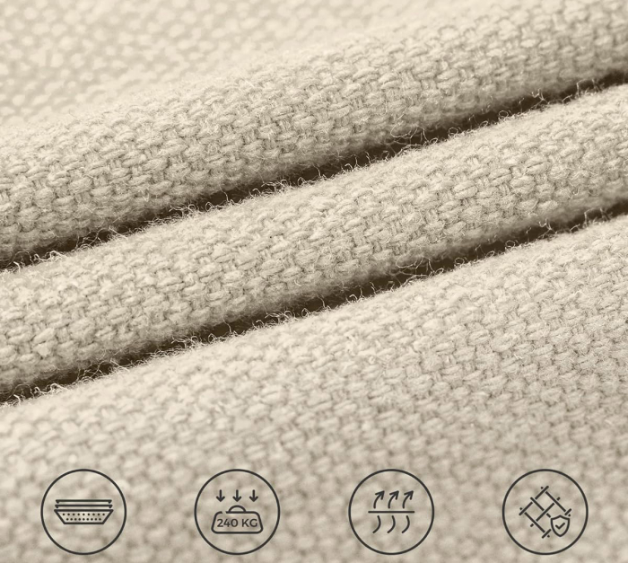 SONGMICS Hamac cu cadru metalic, reglabil la 5 inaltimi, maxim 240 kg, 300x90x95cm, bej [4]