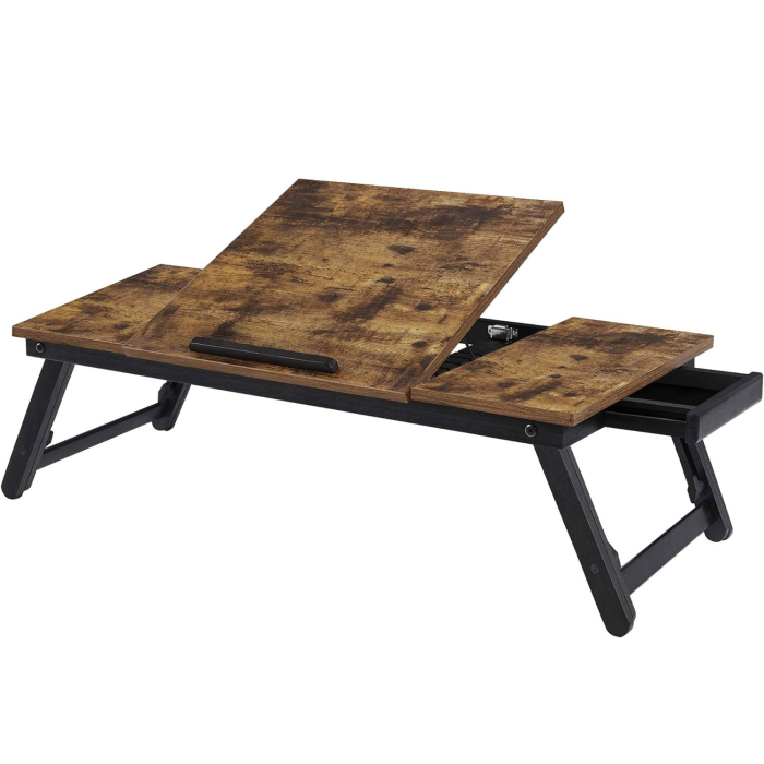 SONGMICS Masa de pat pentru laptop, plabila si reglabila, 71x35x23 cm, maro [1]