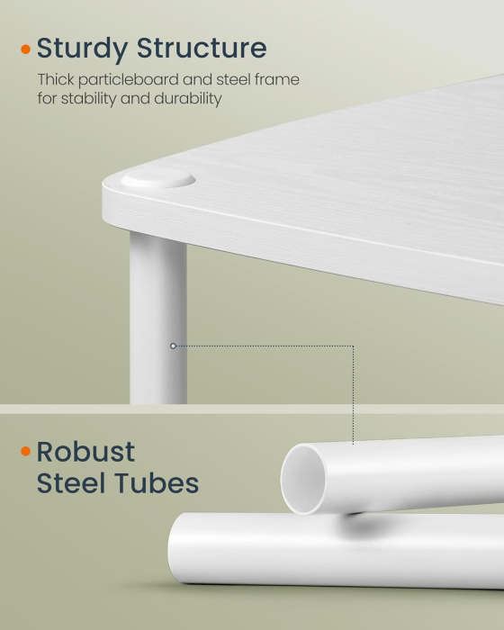 SONGMICS Masuta laterala tip noptiera, cu 3 rafturi si cos textil, cadru metalic, 30x34x58 cm, alb mat [4]